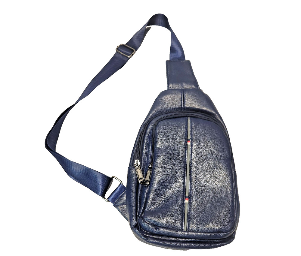 WESTEND Small Leather Crossbody Purse Sling Bag Travel Hip Pouch Pack Navy Blue